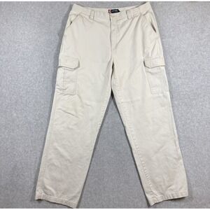 Vintage Chaps Cargo Pants Mens 36x34 Light Khaki Utility Loose Baggy Y2K Pockets